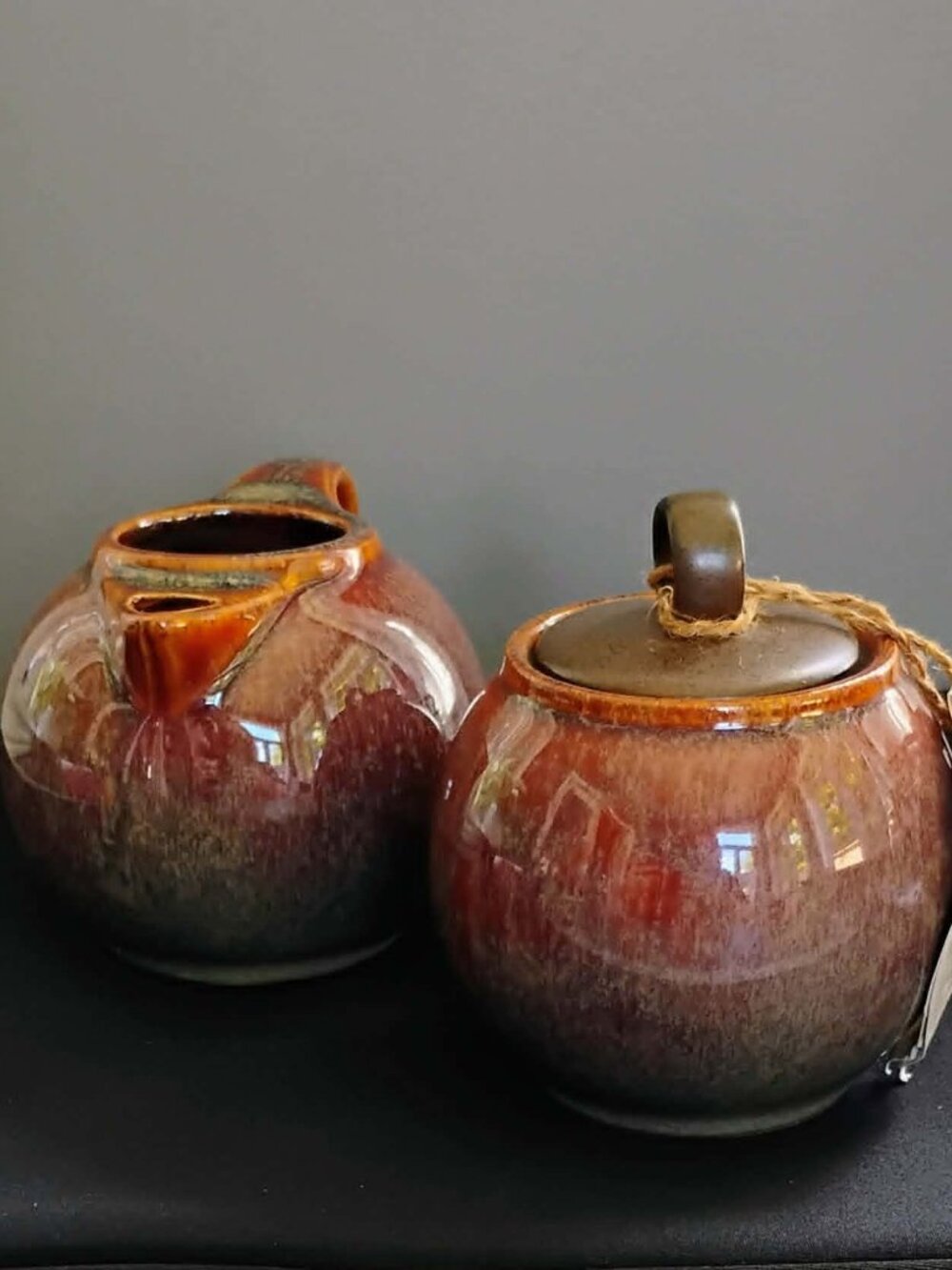 NWT Danesco CH'A TEA Collection Creamer & Sugar Bowl Set - Copper & Plum